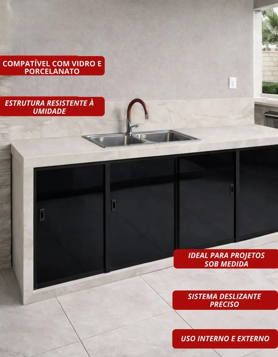 Kit de acessórios para pia e vitrine preto