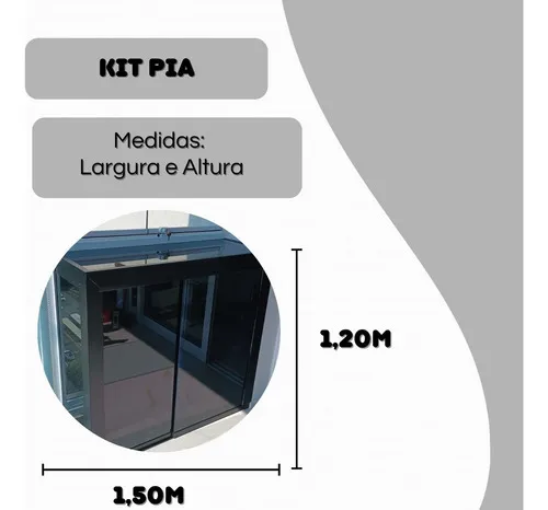 Kit pia em alumínio para fechamento de pia com portas de correr preto