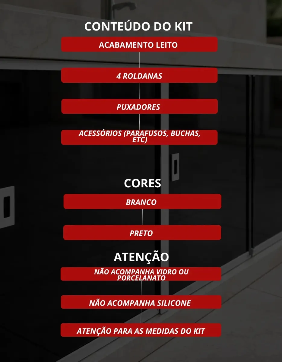 Kit de acessórios para pia e vitrine preto
